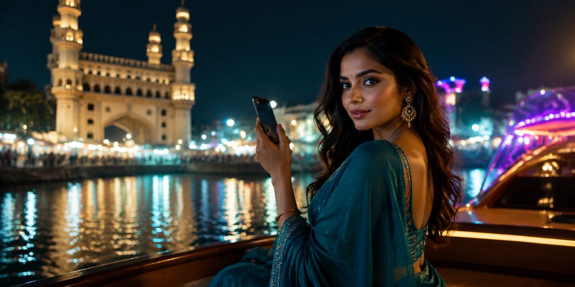 Mobile casino gameplay near Charminar, Hyderabad